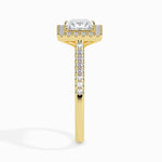 Load image into Gallery viewer, 70-Pointer Princess Cut Solitaire Halo Diamond Shank 18K Yellow Gold Ring JL AU 19032Y-B
