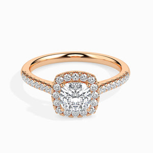 50-Pointer Cushion Cut Solitaire Halo Diamond Shank 18K Rose Gold Ring JL AU 19033R-A   Jewelove.US