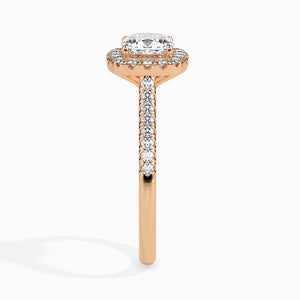50-Pointer Cushion Cut Solitaire Halo Diamond Shank 18K Rose Gold Ring JL AU 19033R-A   Jewelove.US
