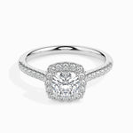 Load image into Gallery viewer, 30-Pointer Cushion Cut Solitaire Halo Diamond Shank Platinum Engagement Ring JL PT 19033   Jewelove.US
