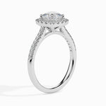 Load image into Gallery viewer, 70-Pointer Cushion Cut Solitaire Halo Diamond Shank Platinum Engagement Ring JL PT 19033-B
