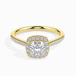 Load image into Gallery viewer, 30-Pointer Cushion Cut Solitaire Halo Diamond Shank 18K Yellow Gold Ring JL AU 19033Y
