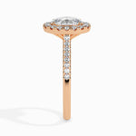 Load image into Gallery viewer, 70-Pointer Oval Cut Solitaire Halo Diamond Shank 18K Rose Gold Ring JL AU 19034R-B   Jewelove.US
