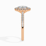 Load image into Gallery viewer, 70-Pointer Oval Cut Solitaire Halo Diamond Shank 18K Rose Gold Ring JL AU 19034R-B
