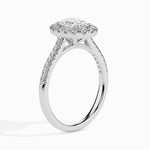 Load image into Gallery viewer, 70-Pointer Oval Cut Solitaire Halo Diamond Shank Platinum Ring JL PT 19034-B   Jewelove.US
