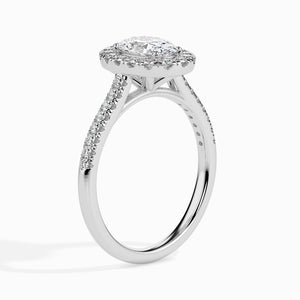 70-Pointer Oval Cut Solitaire Halo Diamond Shank Platinum Ring JL PT 19034-B   Jewelove.US