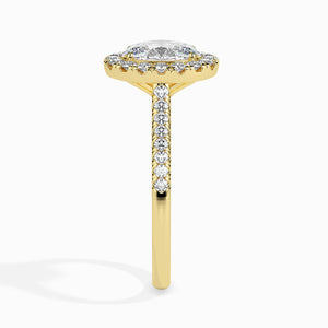 70-Pointer Oval Cut Solitaire Halo Diamond Shank 18K Yellow Gold Ring JL AU 19034Y-B   Jewelove.US