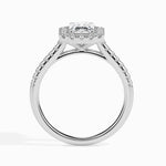 Load image into Gallery viewer, 70-Pointer Emerald Cut Solitaire Halo Diamond Shank Platinum Ring JL PT 19035-B
