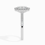 Load image into Gallery viewer, 70-Pointer Emerald Cut Solitaire Halo Diamond Shank Platinum Ring JL PT 19035-B
