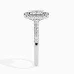 Load image into Gallery viewer, 70-Pointer Emerald Cut Solitaire Halo Diamond Shank Platinum Ring JL PT 19035-B   Jewelove.US
