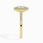 Load image into Gallery viewer, 50-Pointer Emerald Cut Solitaire Halo Diamond Shank 18K Yellow Gold Ring JL AU 19035Y-A
