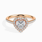 Load image into Gallery viewer, 30-Pointer Heart Cut Solitaire Halo Diamond Shank 18K Rose Gold Ring JL AU 19038R
