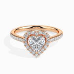 Load image into Gallery viewer, 50-Pointer Heart Cut Solitaire Halo Diamond Shank 18K Rose Gold Ring JL AU 19038R-A

