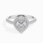 Load image into Gallery viewer, 30-Pointer Heart Cut Solitaire Halo Diamond Shank Platinum Ring JL PT 19038
