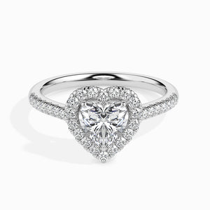 30-Pointer Heart Cut Solitaire Halo Diamond Shank Platinum Ring JL PT 19038