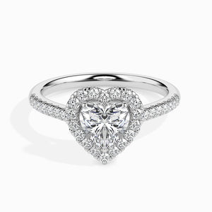 70-Pointer Heart Cut Solitaire Halo Diamond Shank Platinum Ring JL PT 19038-B