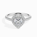 Load image into Gallery viewer, 50-Pointer Heart Cut Solitaire Halo Diamond Shank Platinum Ring JL PT 19038-A   Jewelove.US
