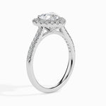 Load image into Gallery viewer, 30-Pointer Heart Cut Solitaire Halo Diamond Shank Platinum Ring JL PT 19038
