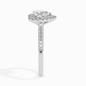 30-Pointer Heart Cut Solitaire Halo Diamond Shank Platinum Ring JL PT 19038