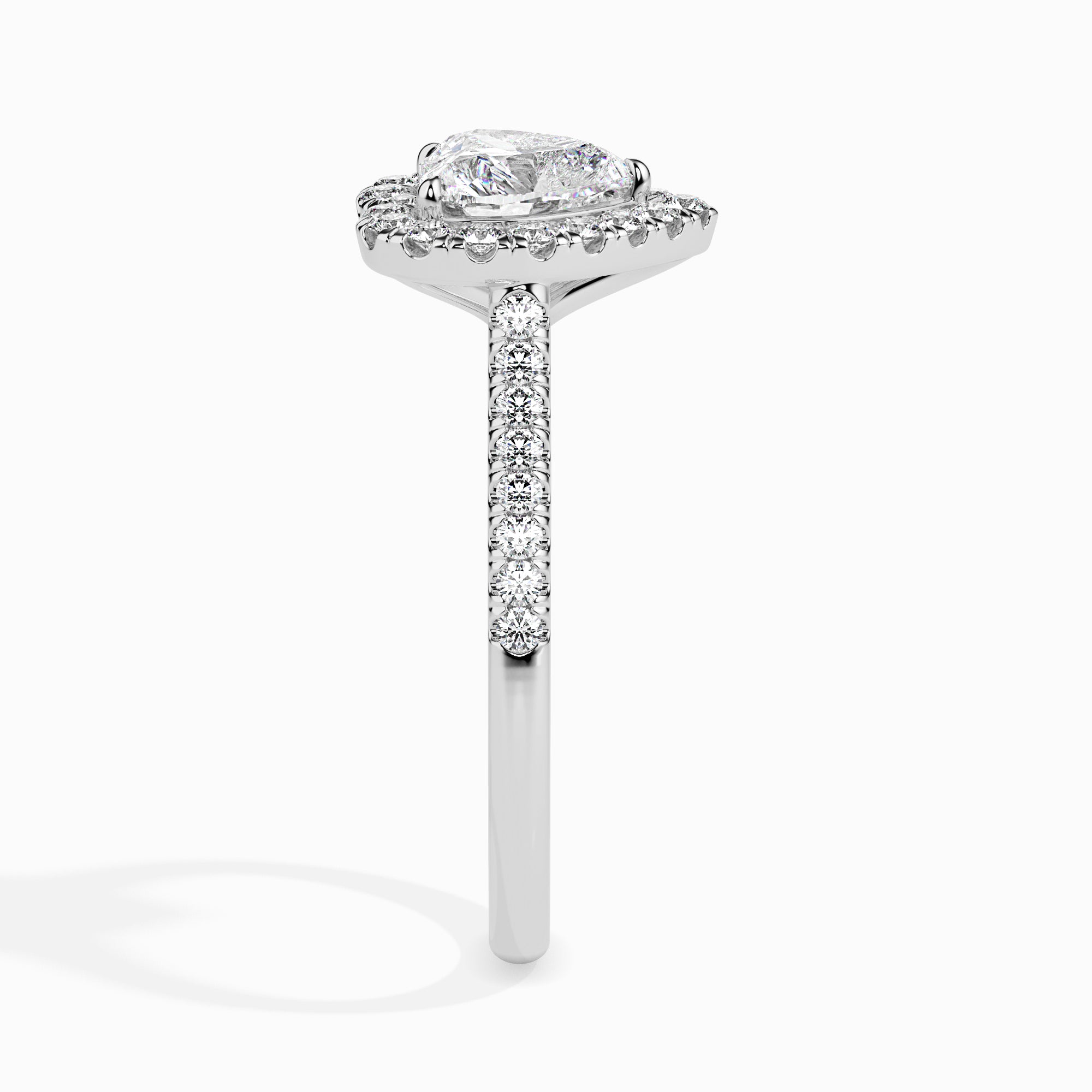 70-Pointer Heart Cut Solitaire Halo Diamond Shank Platinum Ring JL PT 19038-B