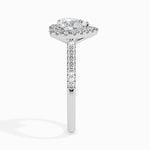 Load image into Gallery viewer, 70-Pointer Heart Cut Solitaire Halo Diamond Shank Platinum Ring JL PT 19038-B
