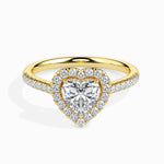 Load image into Gallery viewer, 70-Pointer Heart Cut Solitaire Halo Diamond Shank 18K Yellow Gold Ring JL AU 19038Y-B   Jewelove.US
