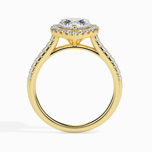 70-Pointer Heart Cut Solitaire Halo Diamond Shank 18K Yellow Gold Ring JL AU 19038Y-B   Jewelove.US