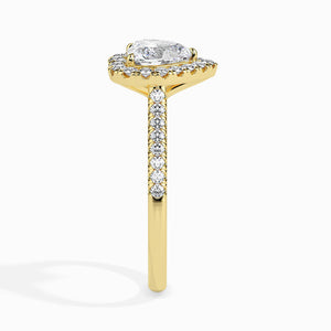 30-Pointer Heart Cut Solitaire Halo Diamond Shank 18K Yellow Gold Ring JL AU 19038Y