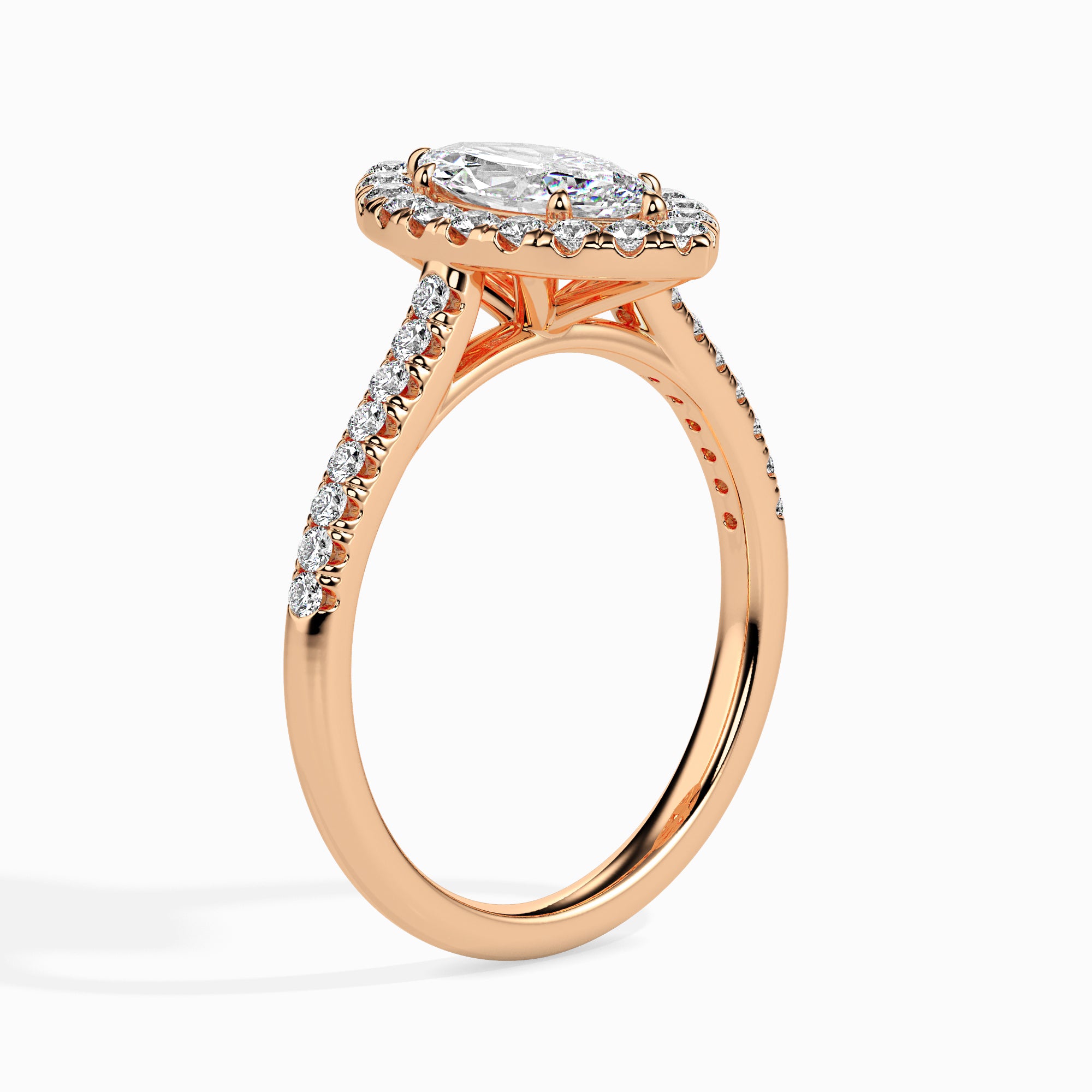 70-Pointer Marquise Cut Solitaire Hako Diamond Shank 18K Rose Gold Ring JL AU 19039R-B   Jewelove.US