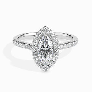 70-Pointer Marquise Cut Solitaire Halo Diamond Shank Platinum Ring JL PT 19039-B
