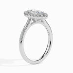 Load image into Gallery viewer, 50-Pointer Marquise Cut Solitaire Halo Diamond Shank Platinum Ring JL PT 19039-A
