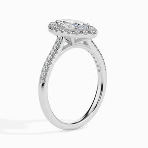 50-Pointer Marquise Cut Solitaire Halo Diamond Shank Platinum Ring JL PT 19039-A