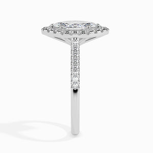 50-Pointer Marquise Cut Solitaire Halo Diamond Shank Platinum Ring JL PT 19039-A   Jewelove.US