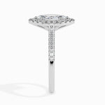 Load image into Gallery viewer, 70-Pointer Marquise Cut Solitaire Halo Diamond Shank Platinum Ring JL PT 19039-B
