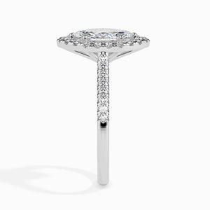 70-Pointer Marquise Cut Solitaire Halo Diamond Shank Platinum Ring JL PT 19039-B