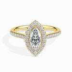 Load image into Gallery viewer, 70-Pointer Marquise Cut Solitaire Halo Diamond Shank 18K Yellow Gold Ring JL AU 19039Y-B   Jewelove.US
