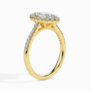 30-Pointer Marquise Cut Solitaire Halo Diamond Shank 18K Yellow Gold Ring JL AU 19039Y
