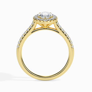 70-Pointer Marquise Cut Solitaire Halo Diamond Shank 18K Yellow Gold Ring JL AU 19039Y-B   Jewelove.US