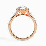Load image into Gallery viewer, 50-Pointer Pear Cut Solitaire Halo Diamond Shank 18K Rose Gold Ring JL AU 19040R-A
