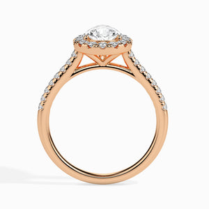 50-Pointer Pear Cut Solitaire Halo Diamond Shank 18K Rose Gold Ring JL AU 19040R-A   Jewelove.US
