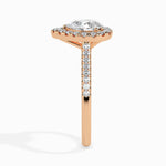 Load image into Gallery viewer, 70-Pointer Pear Cut Solitaire Halo Diamond Shank 18K Rose Gold Ring JL AU 19040R-B   Jewelove.US
