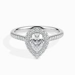 Load image into Gallery viewer, 30-Pointer Pear Cut Solitaire Halo Diamond Shank Platinum Ring JL PT 19040   Jewelove.US
