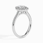 Load image into Gallery viewer, 50-Pointer Pear Cut Solitaire Halo Diamond Shank Platinum Ring JL PT 19040-A   Jewelove.US
