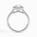 Load image into Gallery viewer, 30-Pointer Pear Cut Solitaire Halo Diamond Shank Platinum Ring JL PT 19040   Jewelove.US
