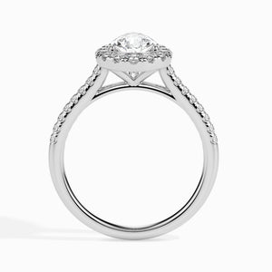 30-Pointer Pear Cut Solitaire Halo Diamond Shank Platinum Ring JL PT 19040   Jewelove.US