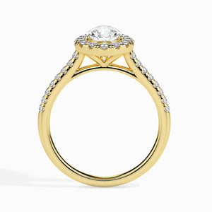 50-Pointer Pear Cut Solitaire Halo Diamond Shank 18K Yellow Gold Ring JL AU 19040Y-A   Jewelove.US