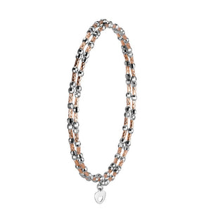 Unique 2-Row Japanese Platinum & Rose Gold Bracelet for Women JL PTB 774