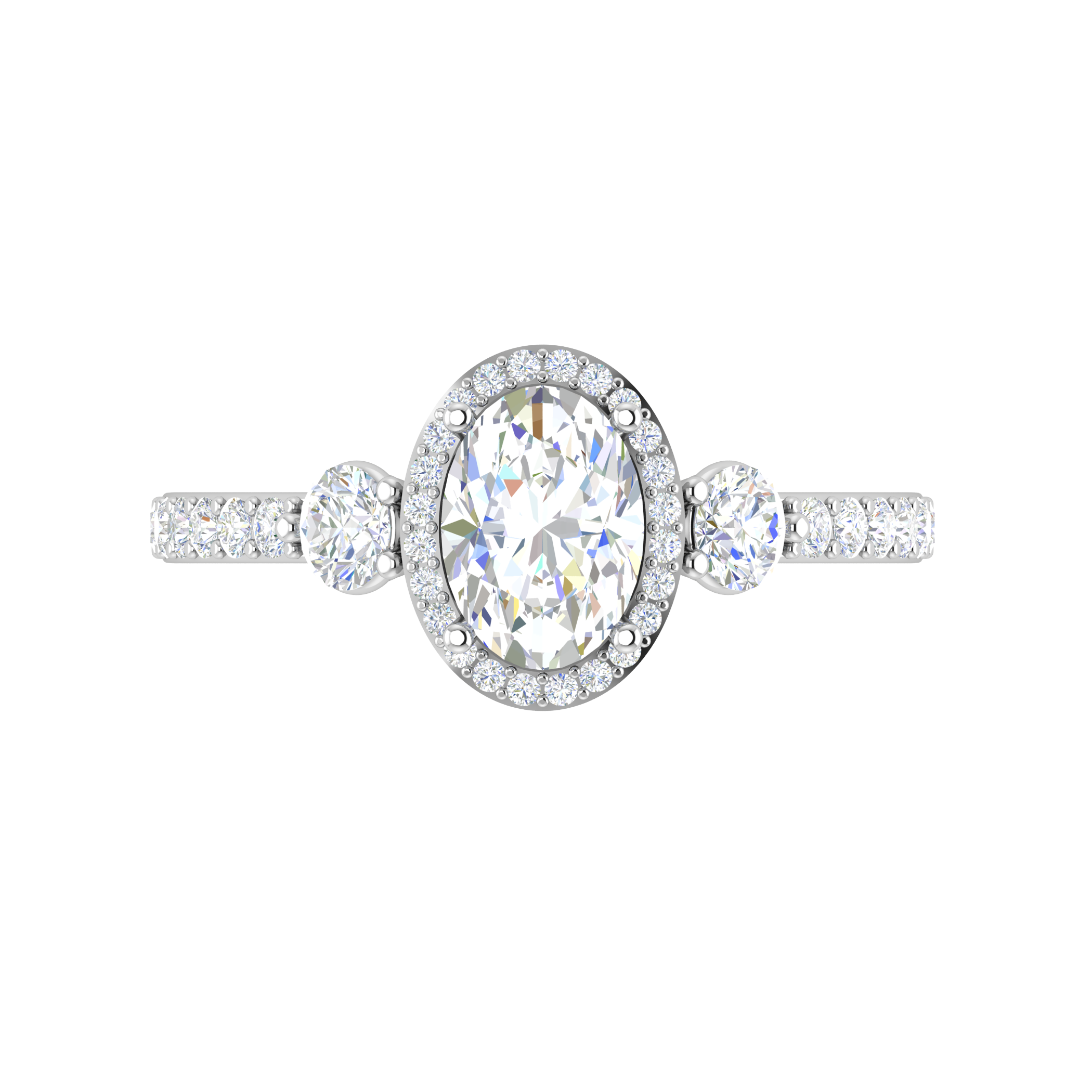 50-Pointer Oval Shape Solitaire Halo Diamond Accents Platinum Ring JL PT IM1702-A   Jewelove.US