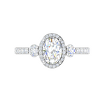 Load image into Gallery viewer, 50-Pointer Oval Shape Solitaire Halo Diamond Accents Platinum Ring JL PT IM1702-A   Jewelove.US
