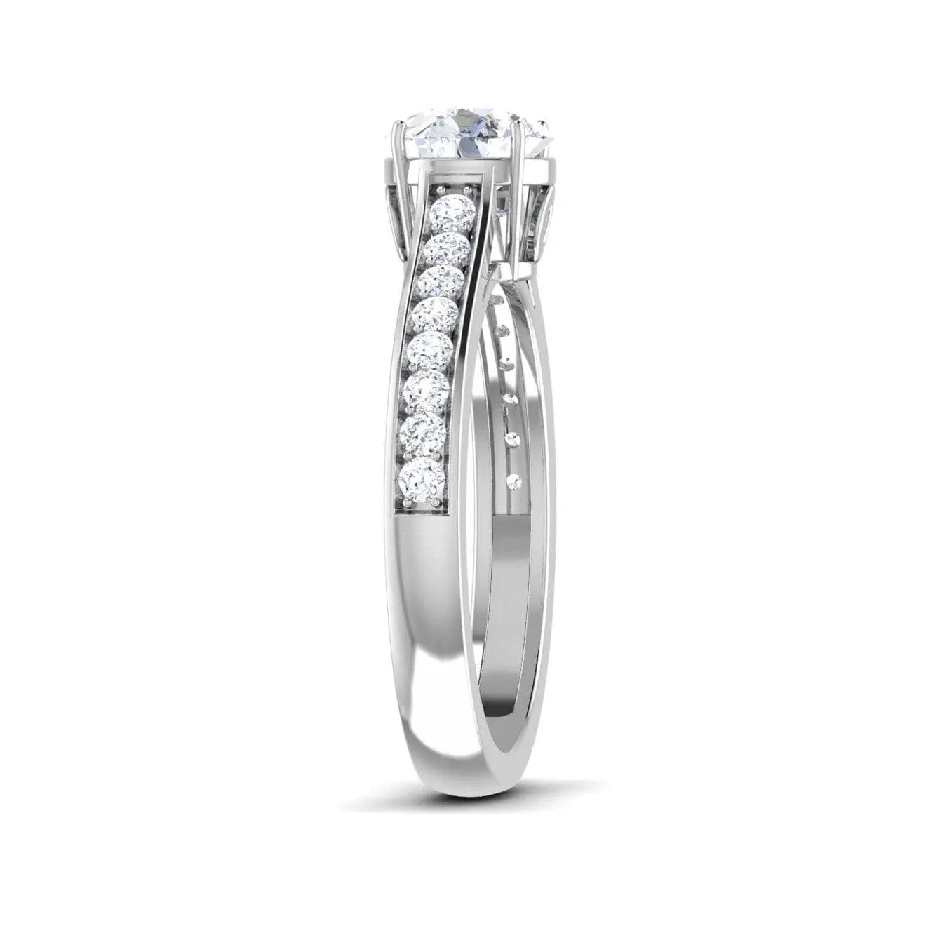 1.50-Carat Lab Grown Solitaire Diamond Shank Engagement Platinum Ring for Women JL PT LG G 512-C